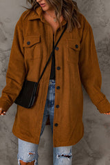 Pocketed Button Up Dropped Shoulder Jacket