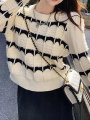 Suéter de cuello redondo con jacquard de color en contraste