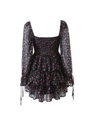 Salma Floral Mini Dress in Black