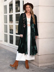 Bedruckte Strickjacke mit offener Vorderseite und langen Ärmeln in Übergröße