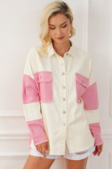 Jeansjacke mit Farbblock-Knopfleiste und ungesäumtem Saum