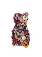 Belen Floral Mini Dress in Black