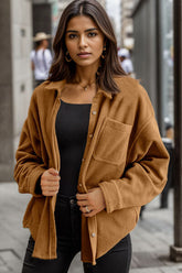 Hemdjacke mit Knopfleiste und Kragen, langen Ärmeln