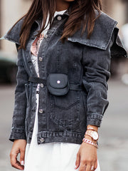 Jeansjacke mit Kragen und Knopfleiste
