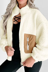Langärmlige Jacke mit kontrastierendem Reißverschluss