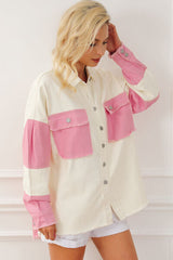 Jeansjacke mit Farbblock-Knopfleiste und ungesäumtem Saum