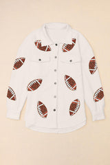 Chaqueta con cuello y botones a presión, parche de fútbol con lentejuelas