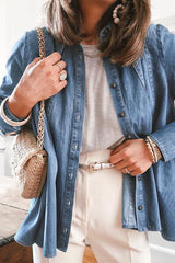 Jeansjacke mit Knopfleiste und Kragen