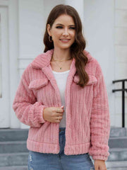 Collared Neck Button Up Jacket