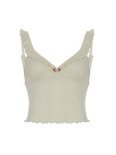 Carlin Ruffle Trim Knit Crop Top