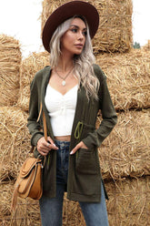 Strickjacke mit offener Vorderseite und Schlitz