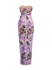 Aidan Embroidered Maxi Dress in Purple