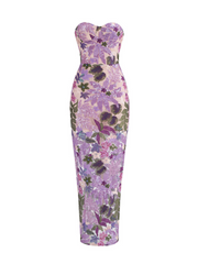 Aidan Embroidered Maxi Dress in Purple