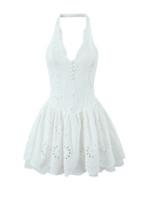 Darina White Embroidered Halter Dress