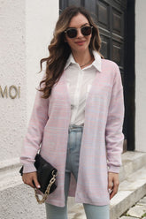 Gestreifter Longline-Cardigan mit offener Vorderseite