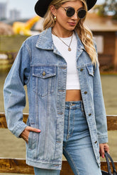 Jeansjacke mit geknöpftem Kragen und Taschen