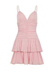 Miarose Eyelet Ruffle Mini Dress