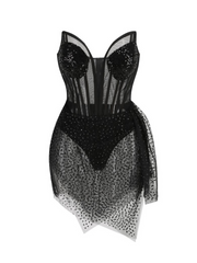 Silvana Mesh Rhinestone Corset Mini Dress