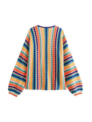 Yael Rainbow Striped Knit Cardigan