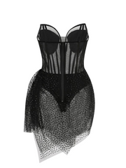 Silvana Mesh Rhinestone Corset Mini Dress