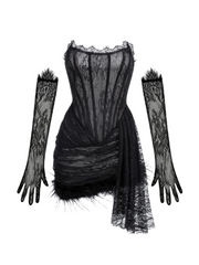 Dasia Lace Mini Dress in Black