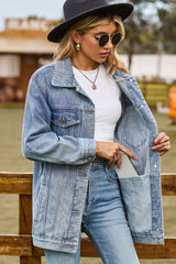 Jeansjacke mit geknöpftem Kragen und Taschen