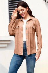 Hemdjacke mit Knopfleiste und Kragen, langen Ärmeln