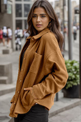 Hemdjacke mit Knopfleiste und Kragen, langen Ärmeln