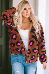 Chaqueta con cremallera de leopardo