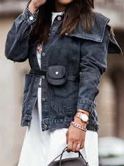Jeansjacke mit Kragen und Knopfleiste