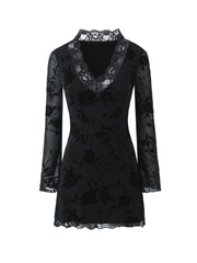 Raven Lace Mesh Mini Dress