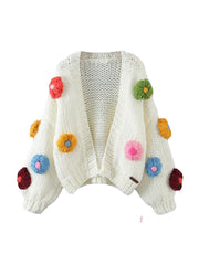 Layla Hand-Knitted Floral Cardigan