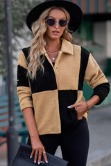 Jacke mit Farbblock-Muster und Druckknopfkragen