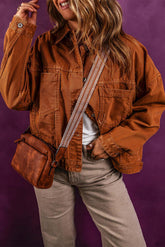 Jeansjacke mit Kragen und Knopfleiste