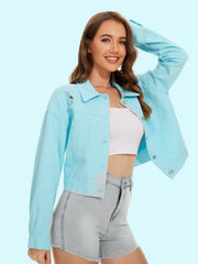 Distressed-Jeansjacke mit Knopfleiste