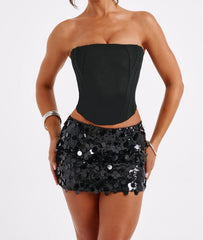 Jenna Sequin Mini Skirt in Black
