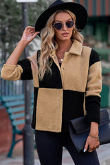 Jacke mit Farbblock-Muster und Druckknopfkragen