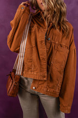 Jeansjacke mit Kragen und Knopfleiste