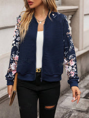 Chaqueta de manga larga con cremallera estampada