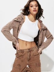 Jeansjacke mit langen Ärmeln und Knopfleiste