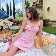 Hazel Corset Mini Dress in Light Pink