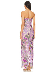 Aidan Embroidered Maxi Dress in Purple