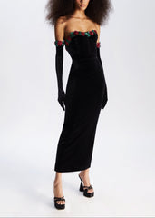 Rosetta Embellished Velvet Maxi Dress