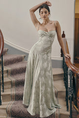 Aurora Floral Lace Maxi Dress in Green