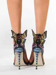 Alize Butterfly Stiletto Sandals in Black