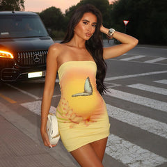 Thora Butterfly Strapless Mini Dress