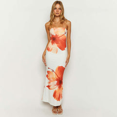 Lily Floral Print Strapless Maxi Dress