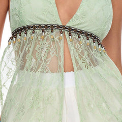 Peri Beaded Lace Halter Top