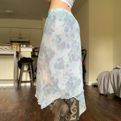 Liana Floral Asymmetric Mesh Skirt