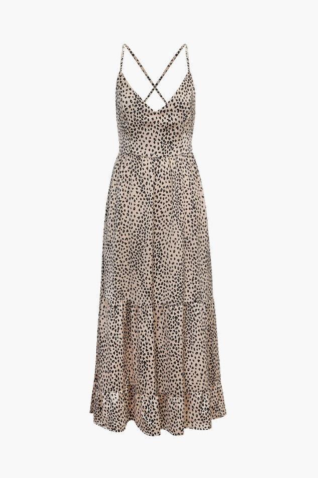 Animal Spot Print Tie Back V-Neck Maxi Dress - HouseofHalley